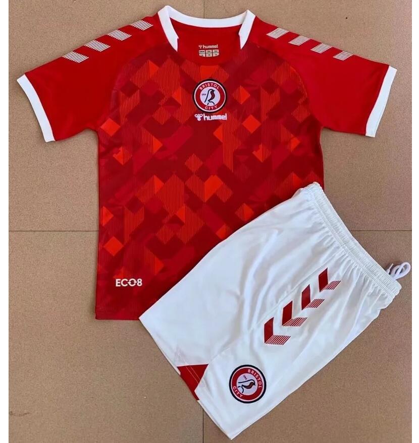 Kids Bristol City 2021/22 Home Soccer Kits Shirt With Shorts